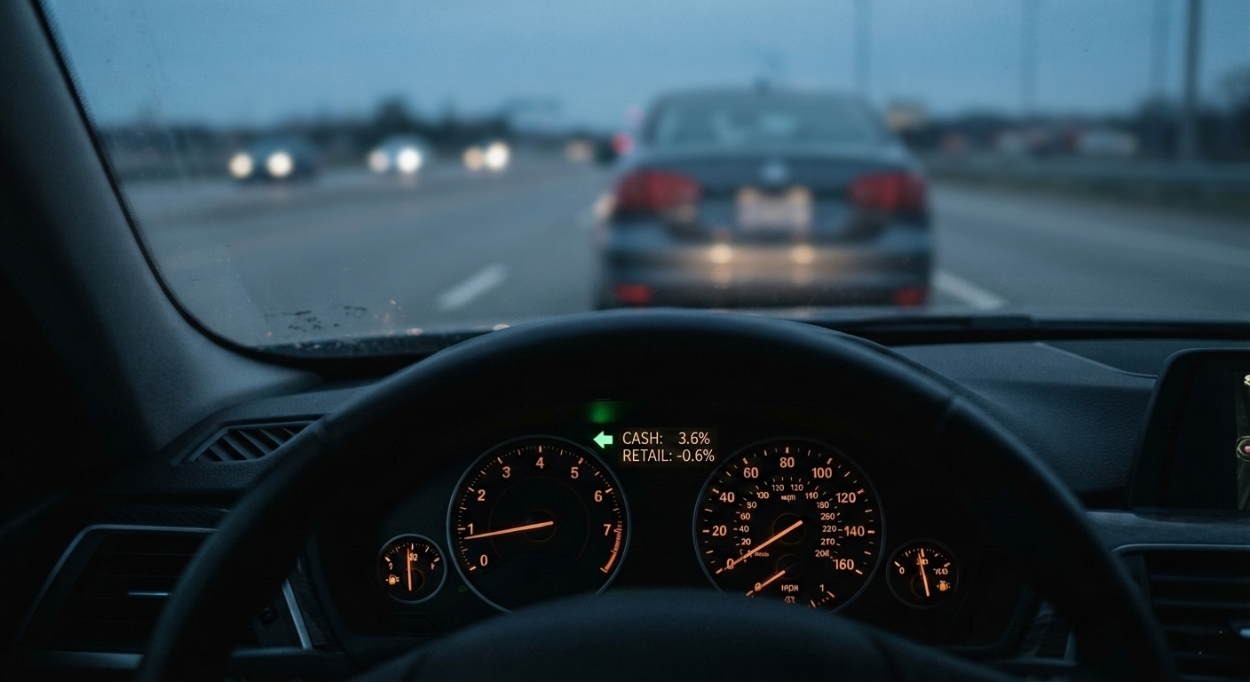 Placeholder header image: a driver accelerating through a green Wall Street signal while a Main Street caution light shows in the background.